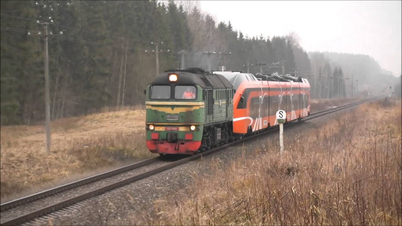 М62-1035+первый Эстонский Штадлер между Лугажи-Сауле/M62-1035+first Estonian Stadler at Saule-Lugaži