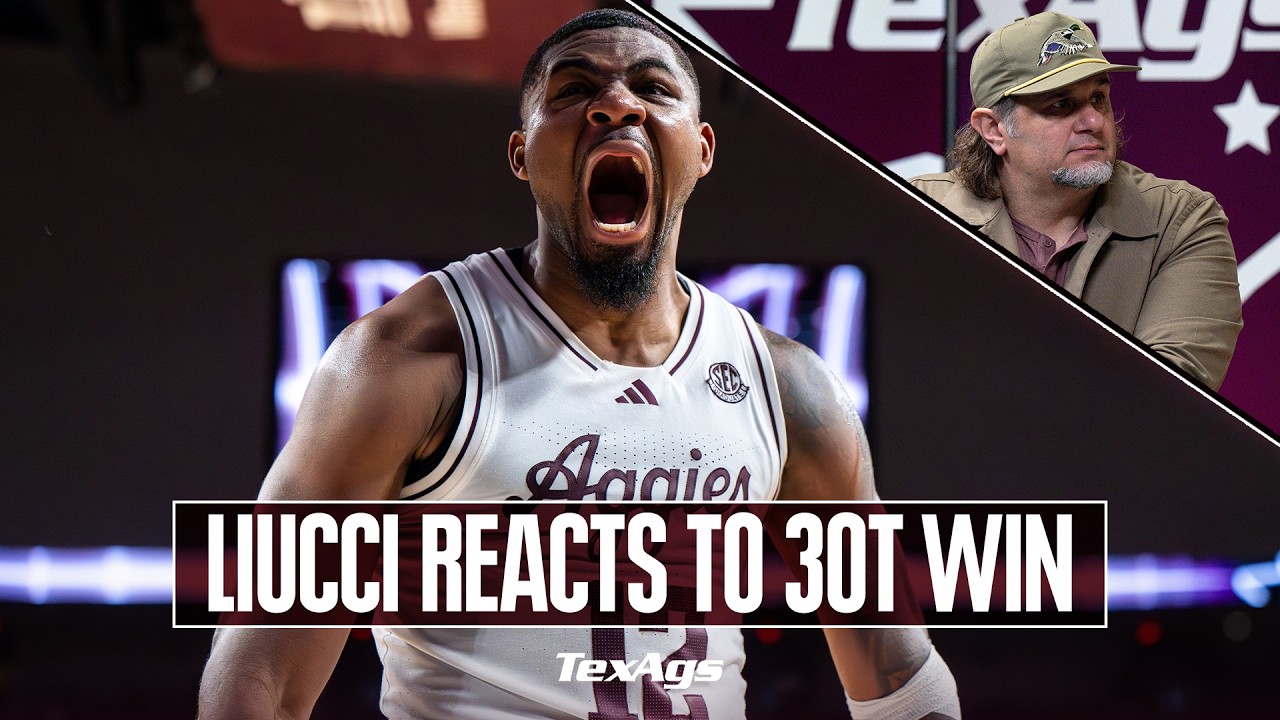 Billy Liucci reacts to Texas A&M's triple overtime win over LSU