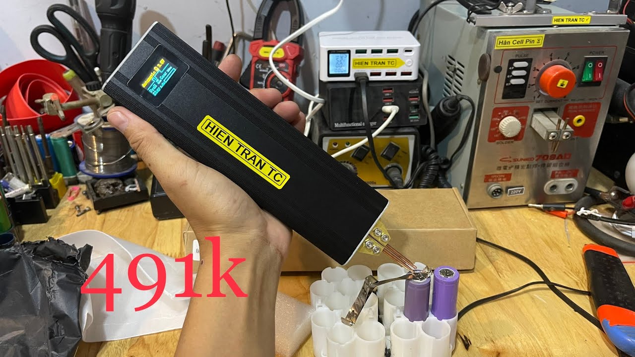 Mở hộp máy Hàn cell pin cầm tay mua trên lazada