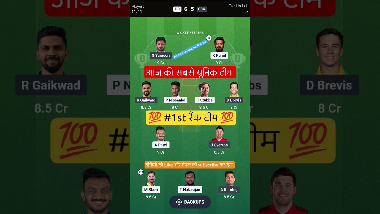 DC VS CSK T20 Dream11 Prediction | DC VS CSK Dream11 Team Of Today Match | DC VS CSK dream11