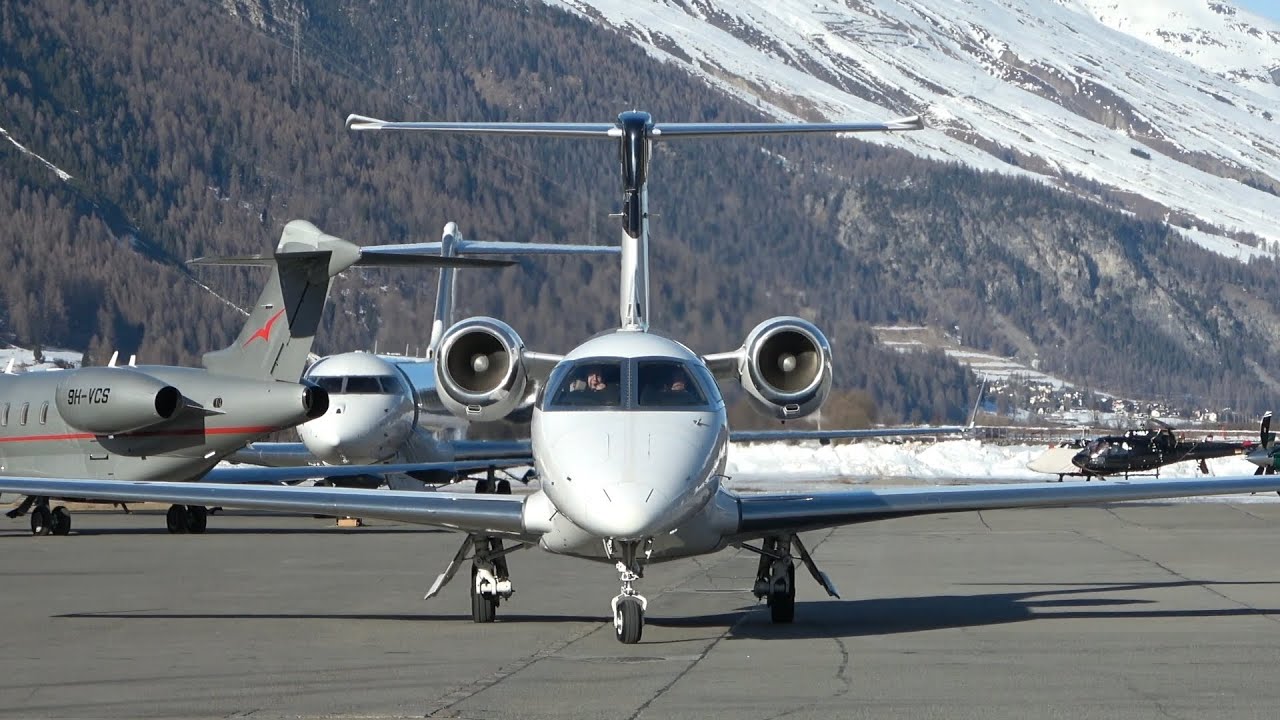 BIG VIP JETS AND HELICOPTERS IN EUROPE HIGHEST ALTITUDE AIRPORT-ST MORITZ LUXURY LIFESTYLE