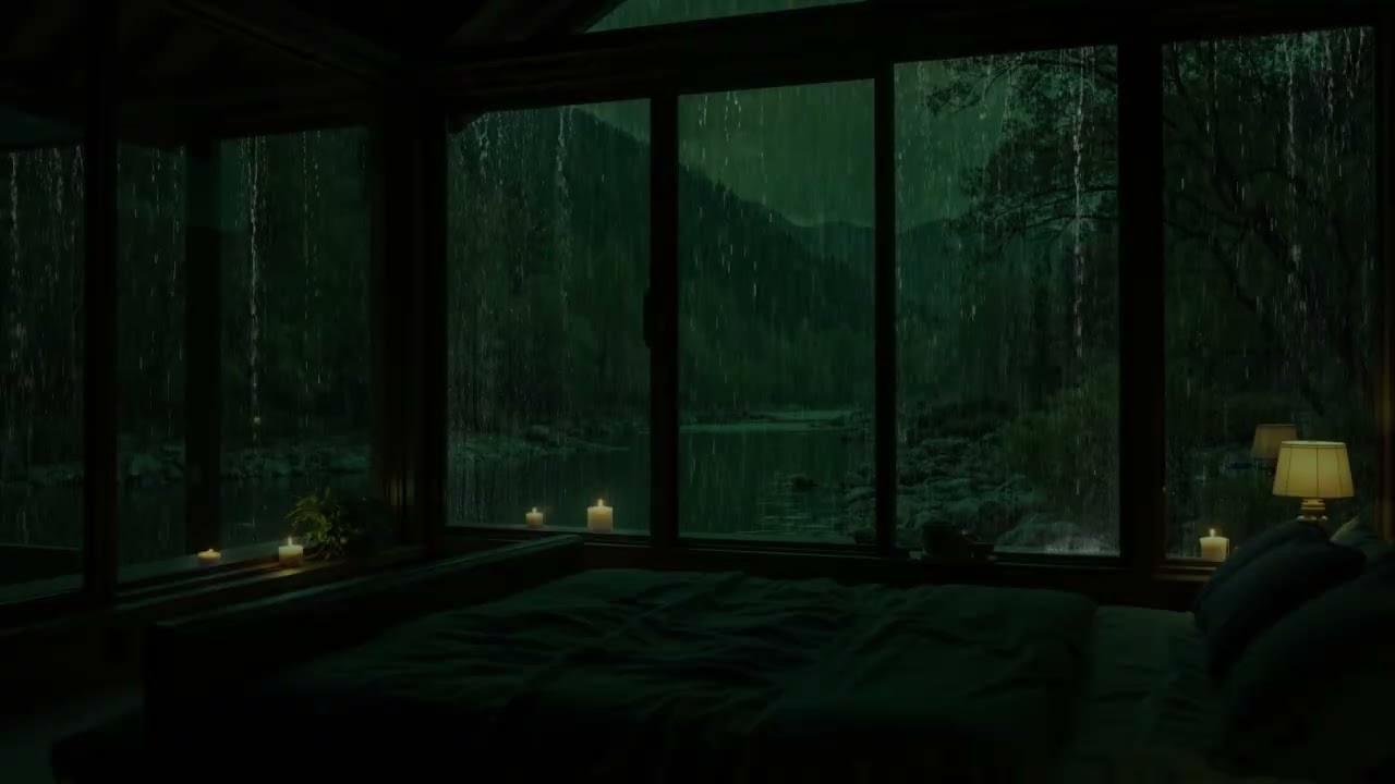 Drift Into Deep Sleep with Intense Rain on an Old Jungle Roof After Dark 🌧️🌲