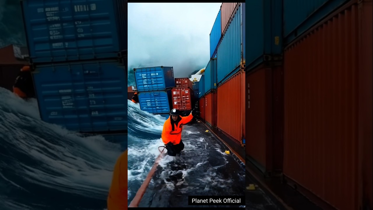 you won't believe this...😱 #ship #waves #ocean #storm #container #cargo #sea #fyp