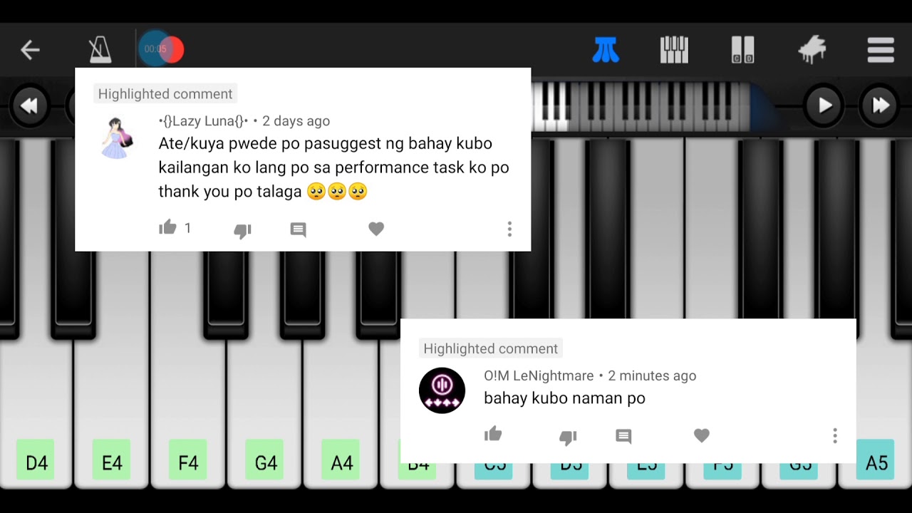 Bahay Kubo Filipino Folk Song • Easy Mobile Piano Cover • with Notes • Tutorial