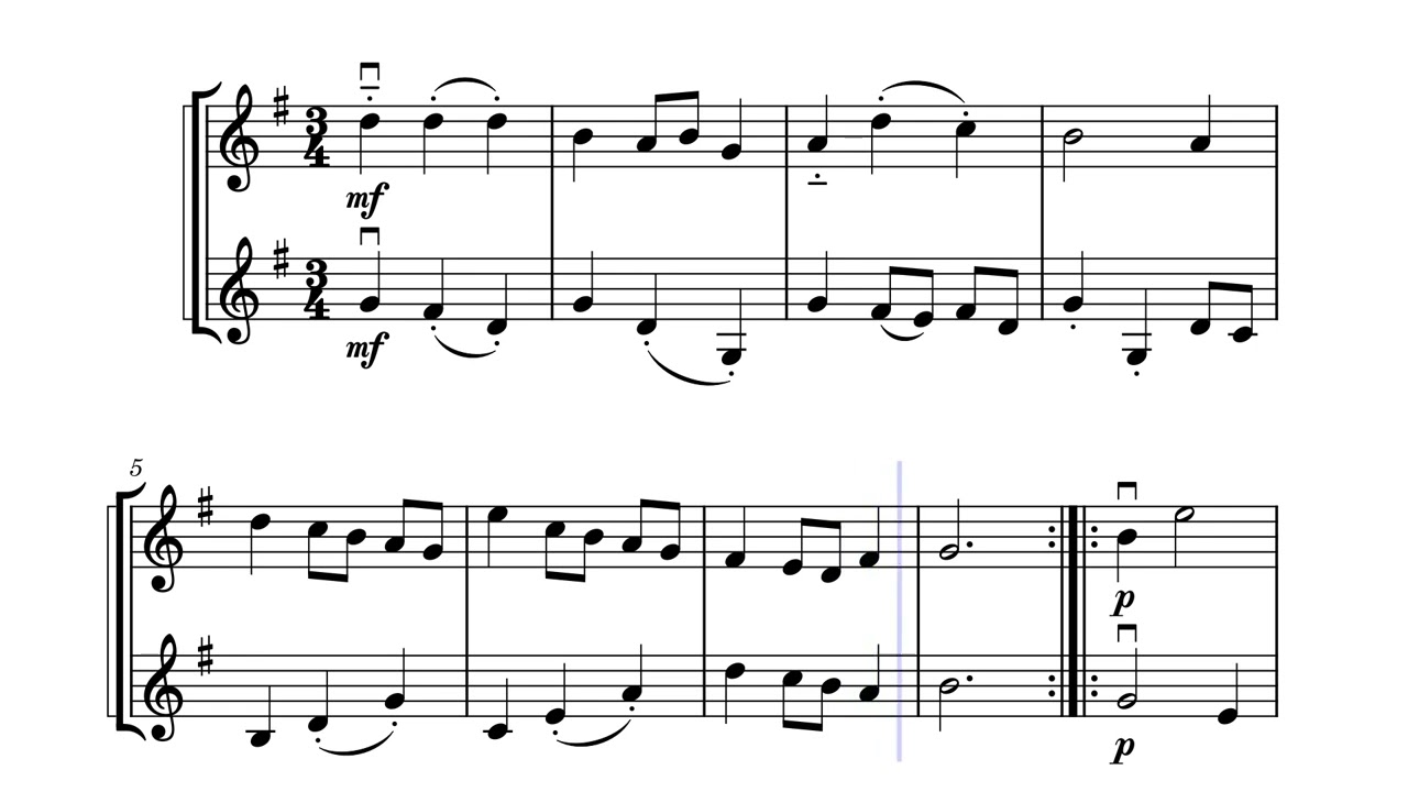Minuet No.1 Violin Duet | J.S. Bach | Musescore