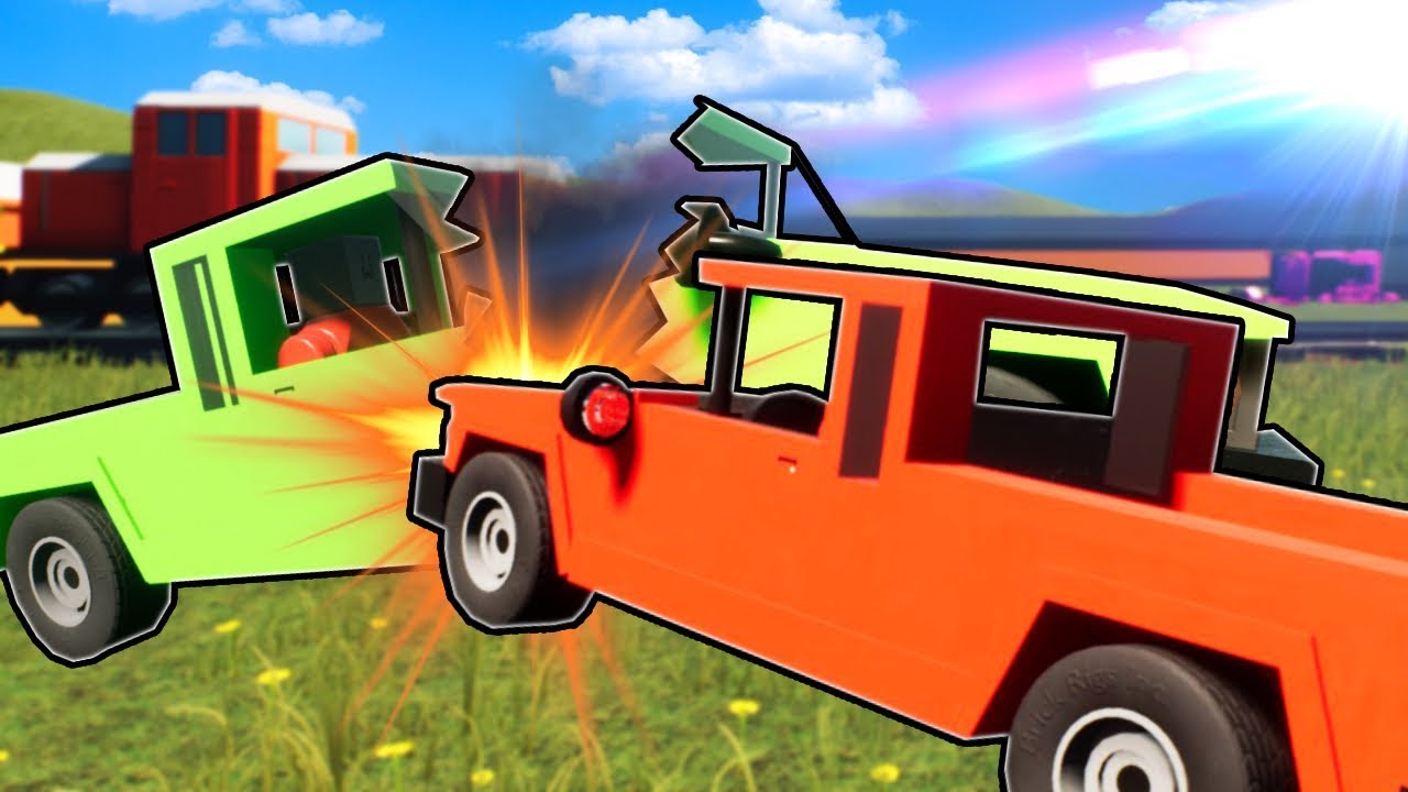 LEGO DEMOLITION DERBY BY THE TRAIN CHALLENGE! (Brick Rigs Gameplay Roleplay) Lego Multiplayer Derby!
