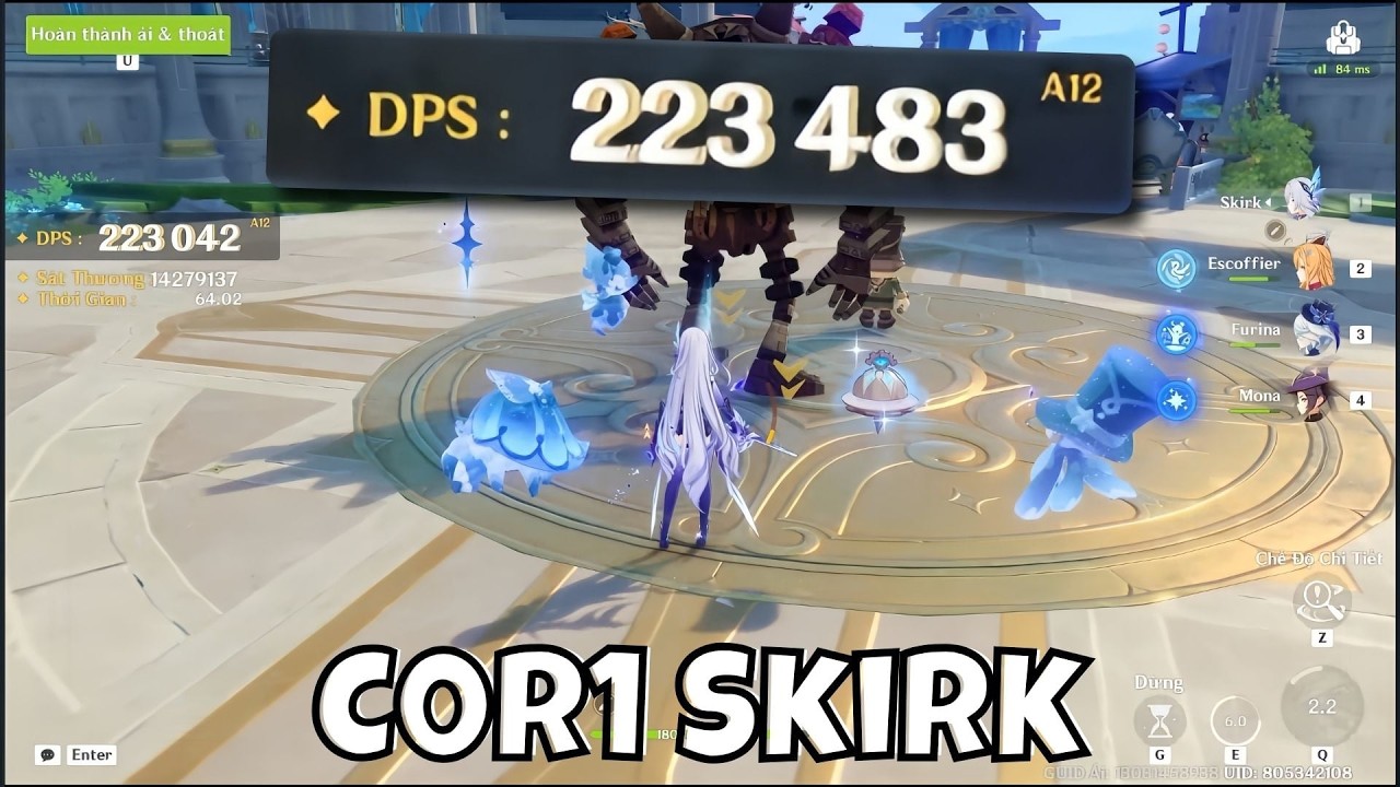 C0R1 Skirk 220k+ DPS Test in Dummy (Support C0R0, Mona C4)