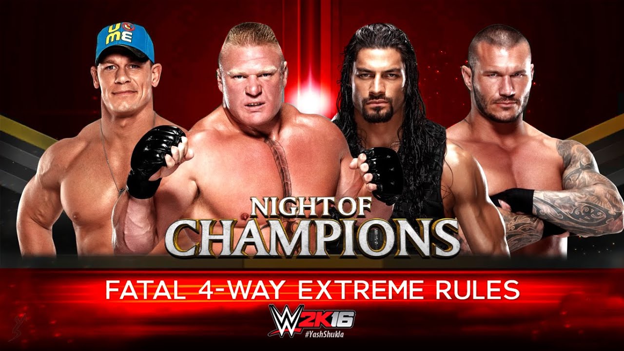WWE 2K16 - John Cena vs Roman Reigns vs Brock Lesnar vs Randy Orton | Fatal 4 Way Extreme Rules