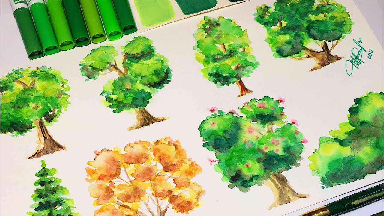 COMO PINTAR ÁRBOLES EN ACUARELAS   - LOS TUTOS