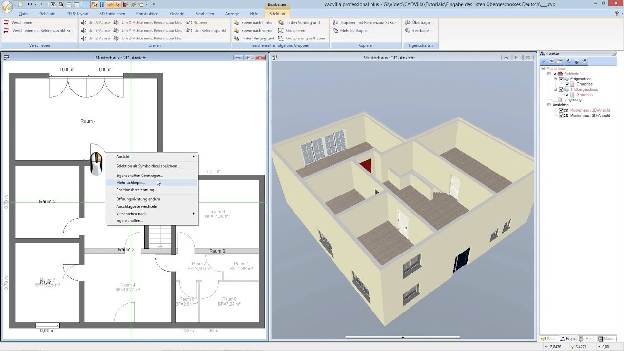 cadvilla® Support - Eingabe erstes Obergeschoss
