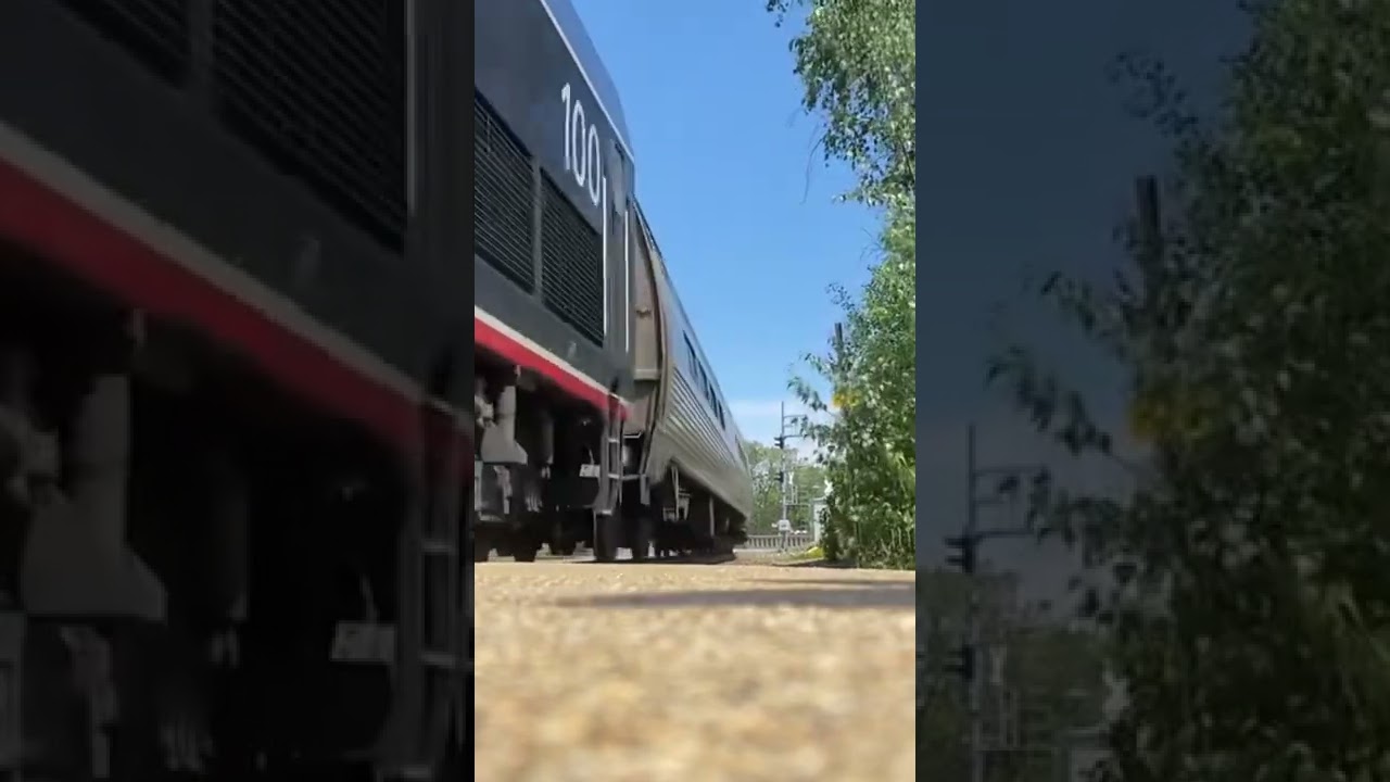 Amtrak 100 Midnight Blue arrives Saco Maine with Beautiful K5LA