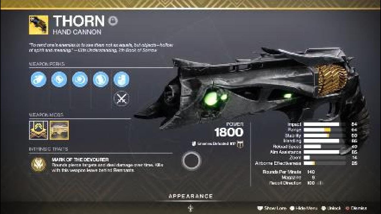Thorn Exotic Weapon & Catalyst &ndash; Destiny 2