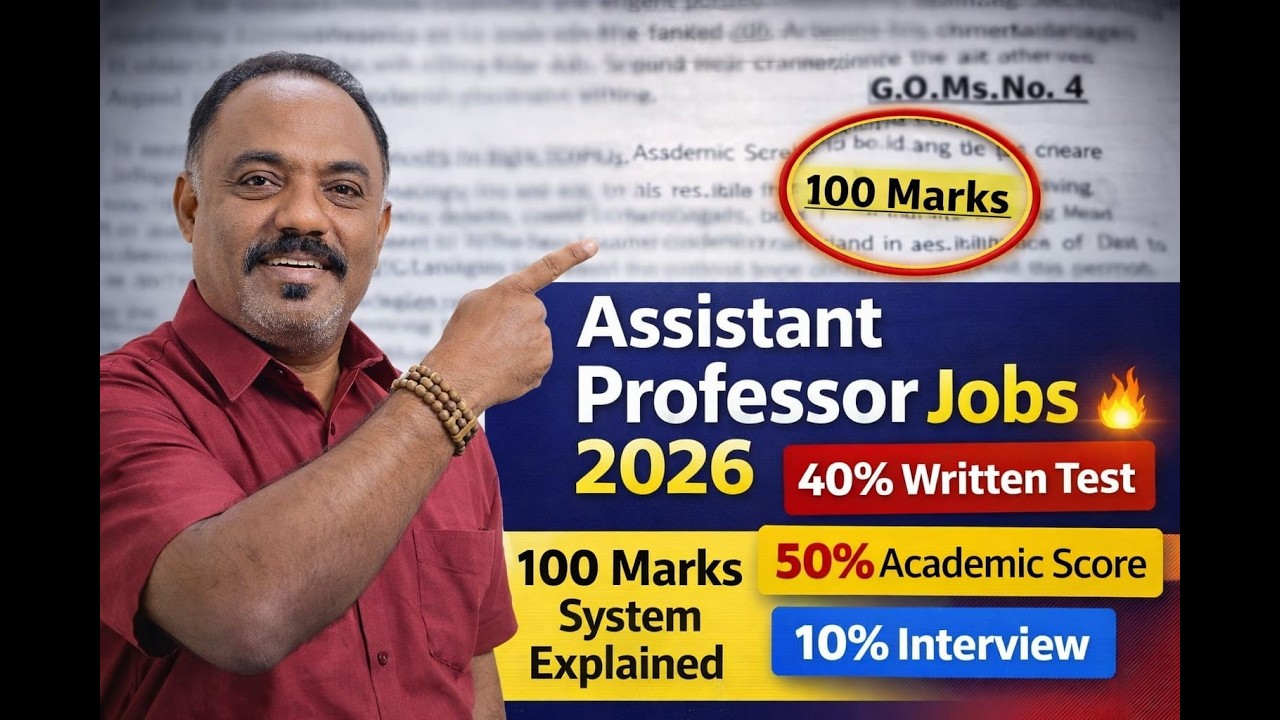 Telangana Assistant Professor Recruitment 2026 | 100 Marks Selection Process Explained | TGPSC👉