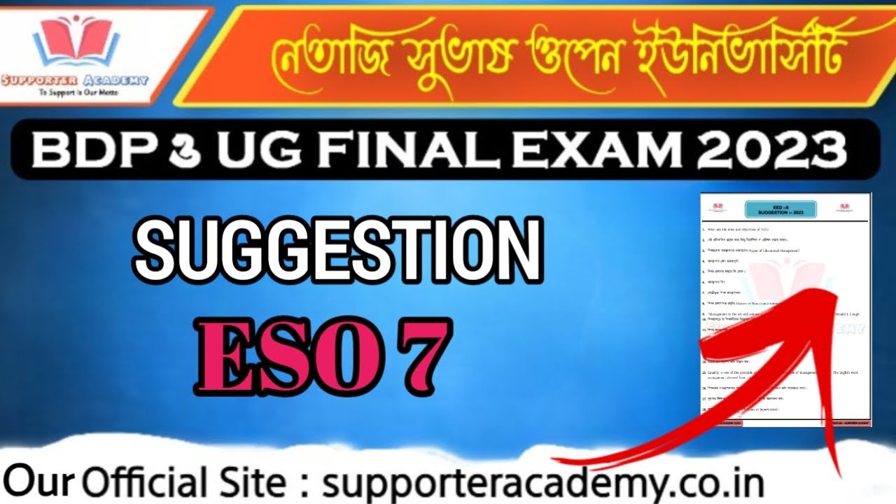 FINAL Exam Suggestion 2023 / BDP ESO 7