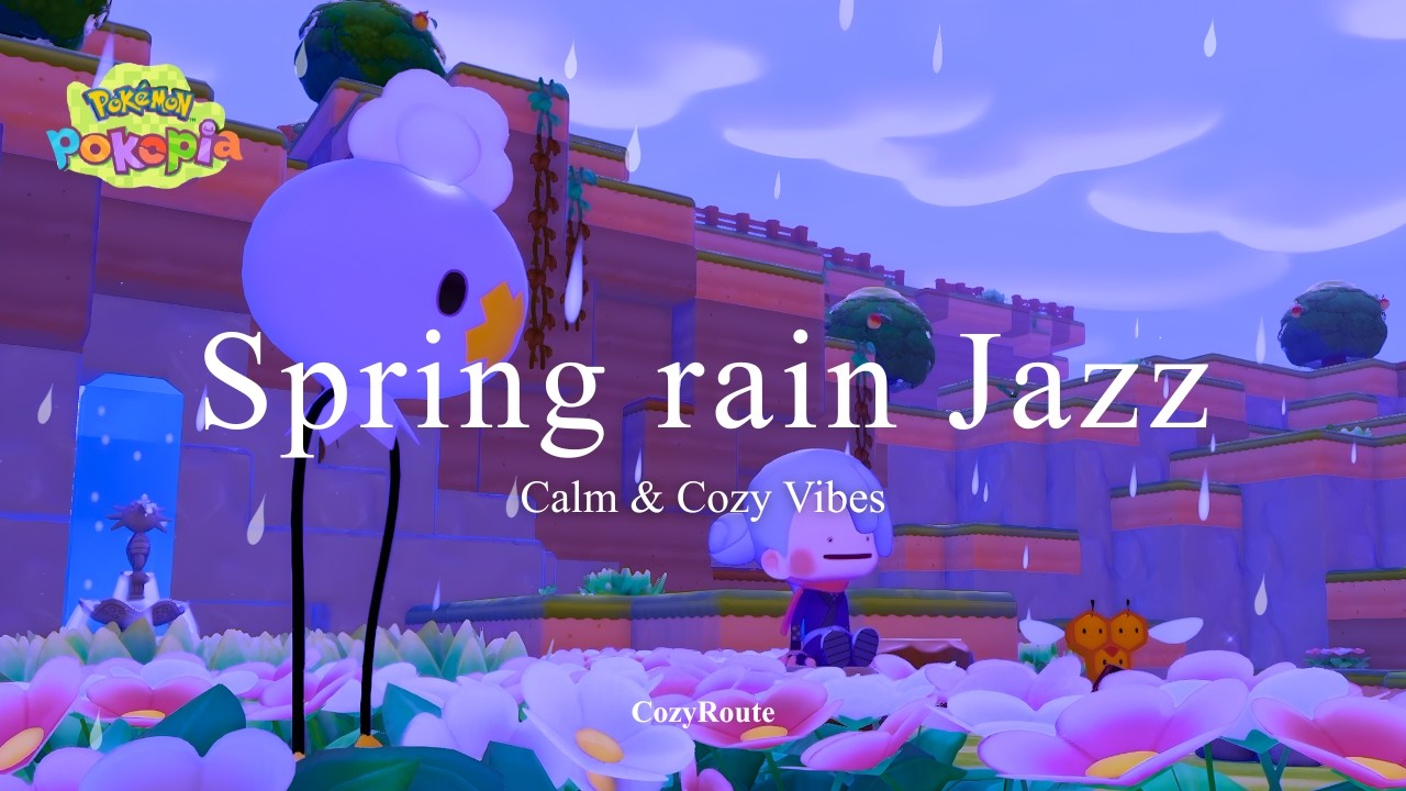 5 Hours Cozy Jazz | Spring Rain Garden | Pok&eacute;mon Pokopia Ambience