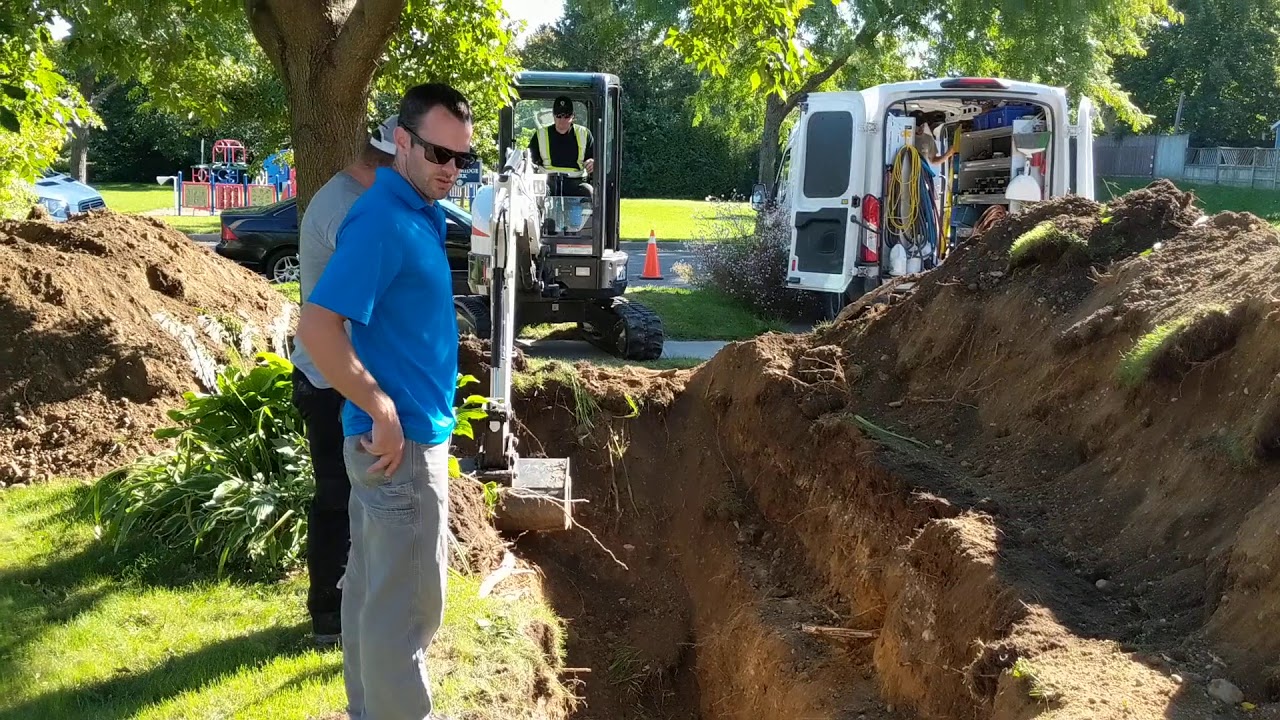 Bobcat E26 Sewer Excavation.