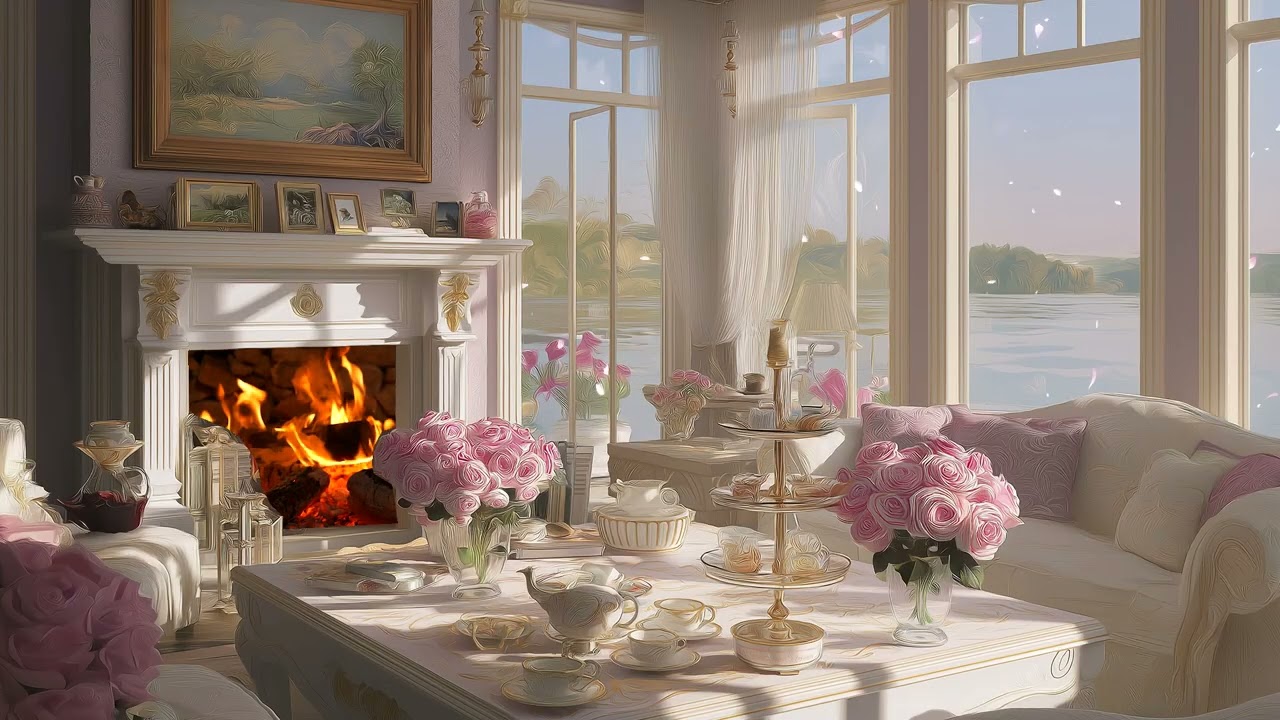Sakura Dream Room Piano 🎹 | Warm Room with Falling Cherry Blossoms | 3 Hours Relax Study Focus Calm