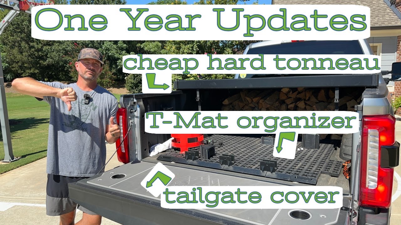Truck Bed Accessories 1 Year UPDATE // Hard Tonneau // T-Mat Organizer // Billie Bars Tailgate Cover
