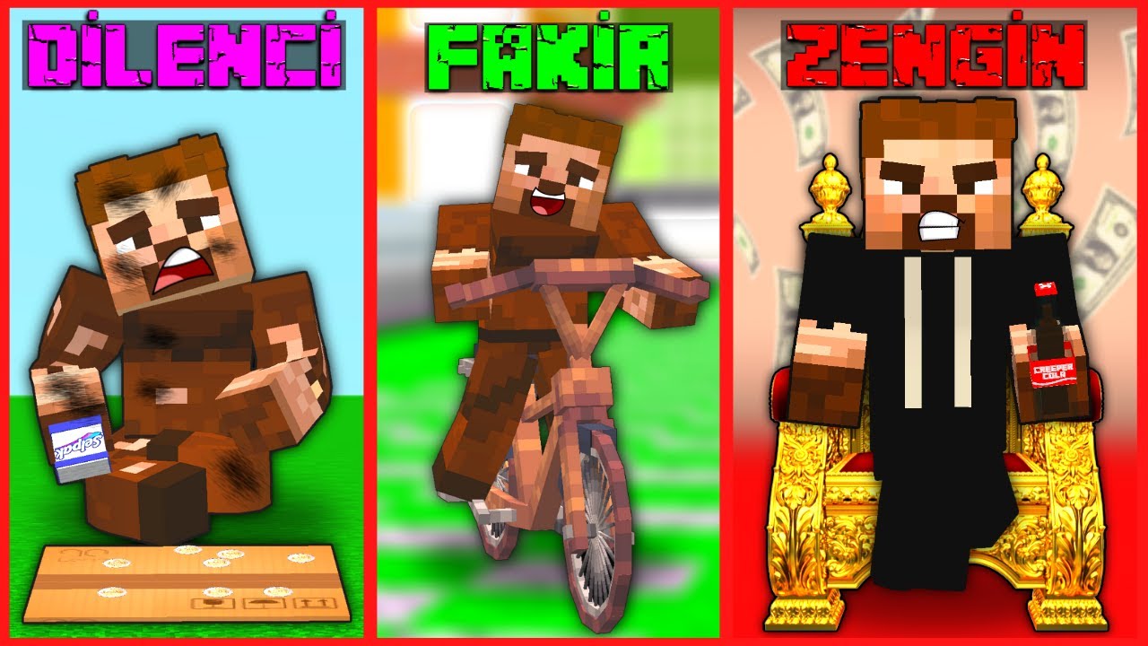 DİLENCİLİKTEN ZENGİNLİĞE DOĞRU FAKİRİN HAYATI! 😂 - Minecraft