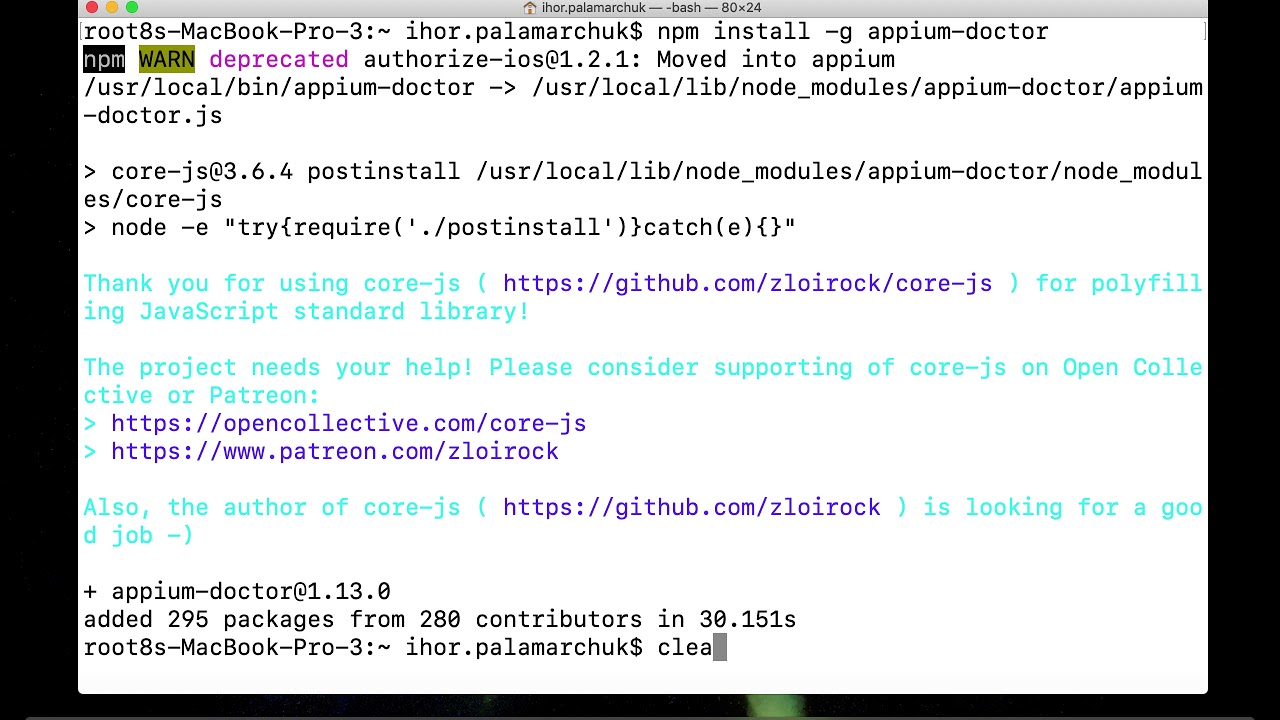 How to install Appium Doctor on Mac OS