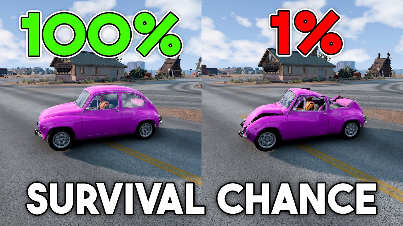 Realistic Survival Chance Crash Tests #54 (With Dummies) | BeamNG.Drive