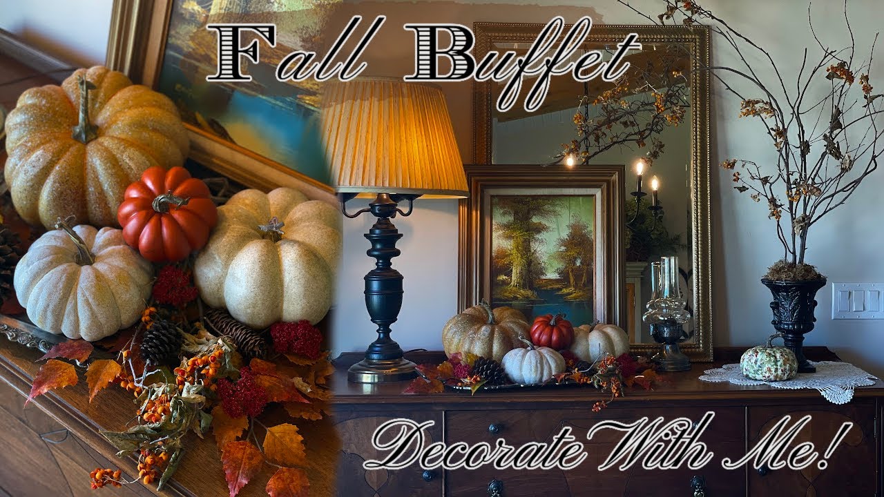 *NEW*🍂 FALL BUFFET & SIDE TABLE | DECORATE WITH ME! | + DIY CANDLE & PUMPKIN