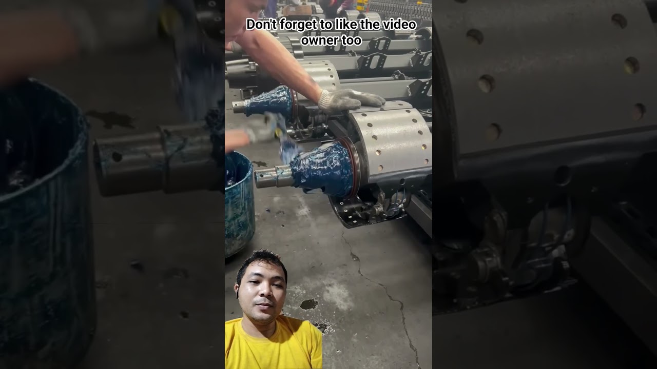 Applying grease to the engine #machine #grease