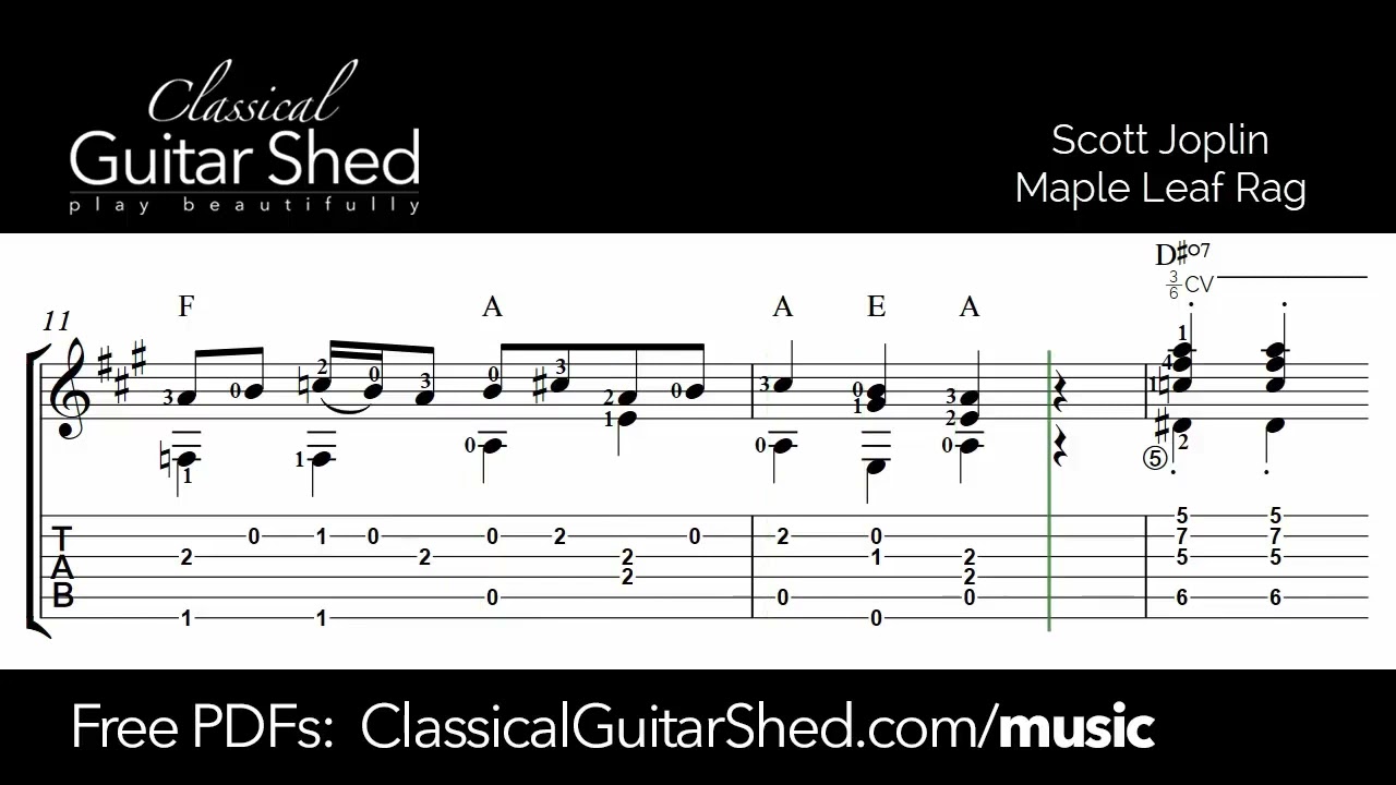 Joplin: Maple Leaf Rag - Free Classical Guitar Sheet Music