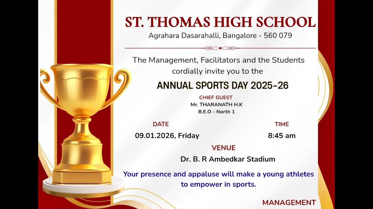 ANNUAL SPORTS MEET 2025 - 26, ON 9-1-2026 at, 8-30 a.m.