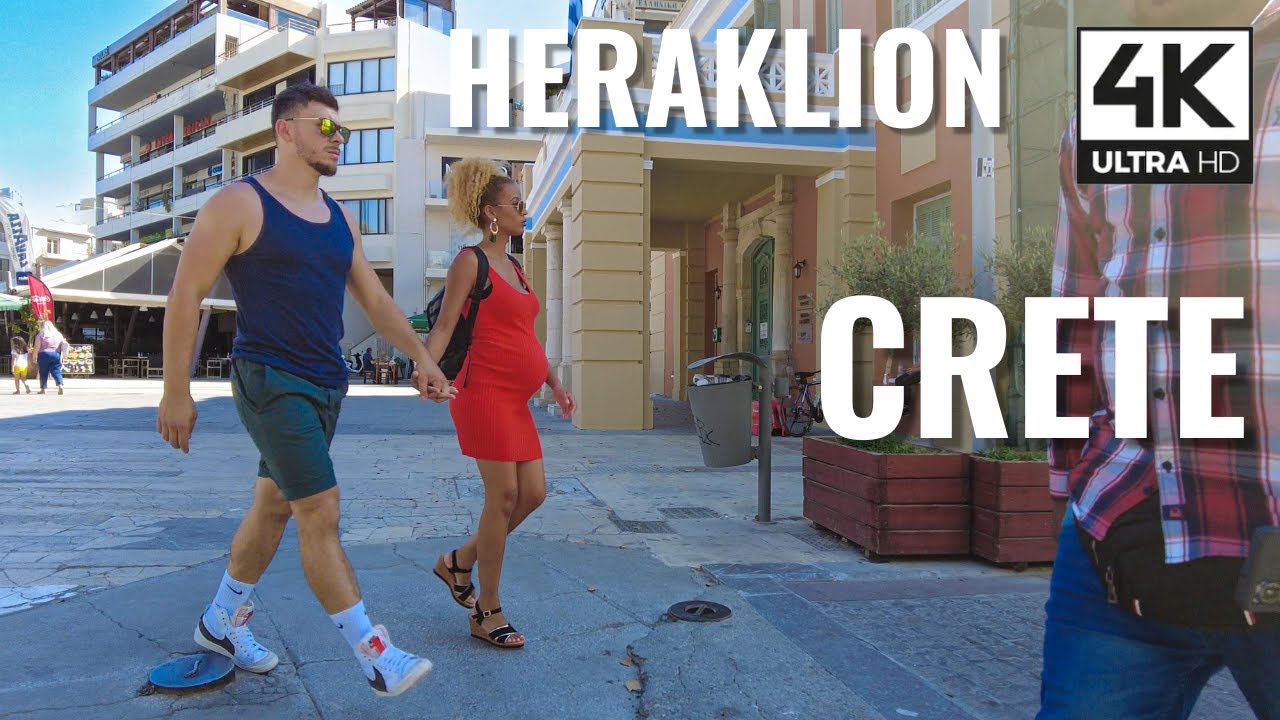 Walk from Heraklion Central Bus Station to City Center, Crete | 4K 60 FPS UHD Relaxing Virtual Walk