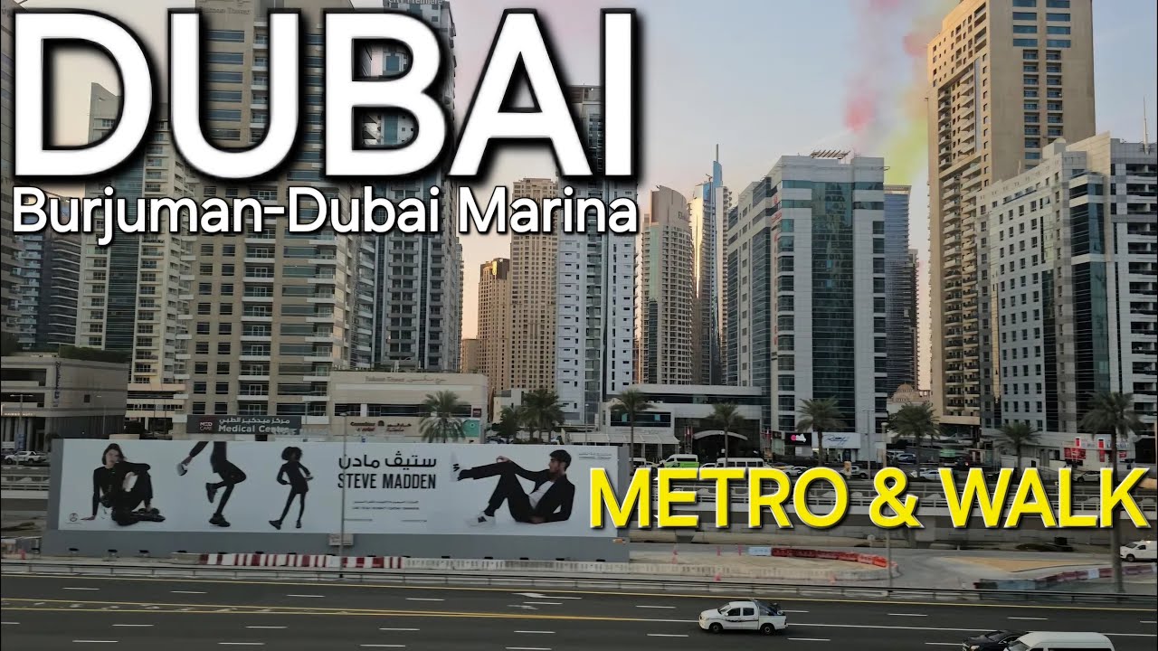 Dubai metro +walk tour: Burjuman MS to Dubai Marina Sobha MS via DMCC MS (01.13.'24: 4K-UHD)