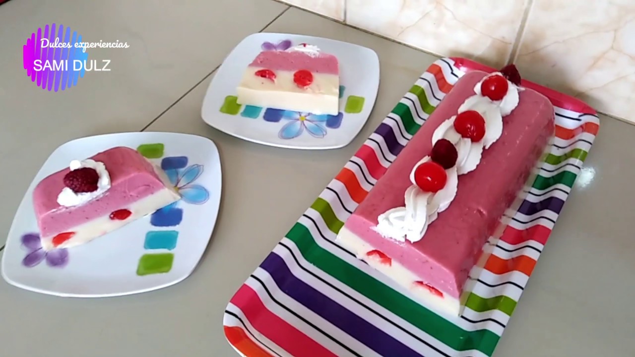 MOUSSE DE FRAMBUESAS Y GELATINA TRES LECHES FACIL