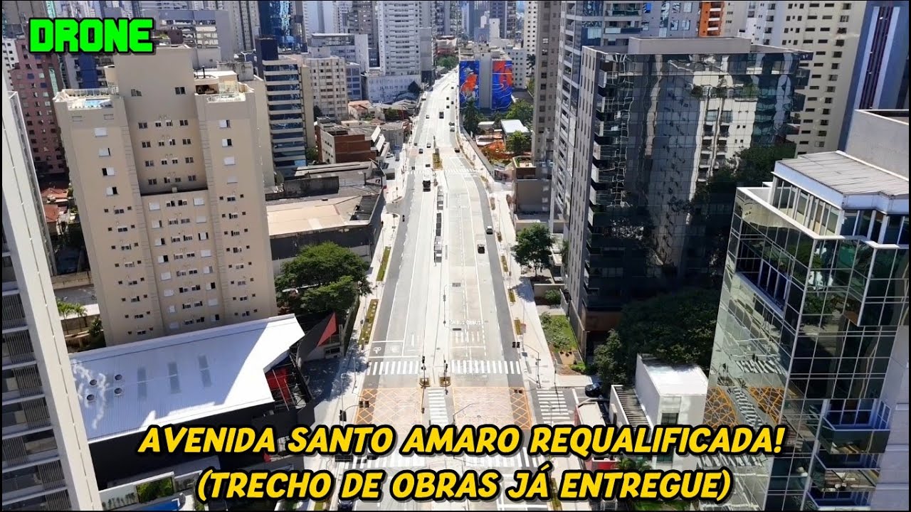 Vídeo pegando fogo! Drone mostra a nova Avenida Santo Amaro (trecho de obras entregue!) - São Paulo
