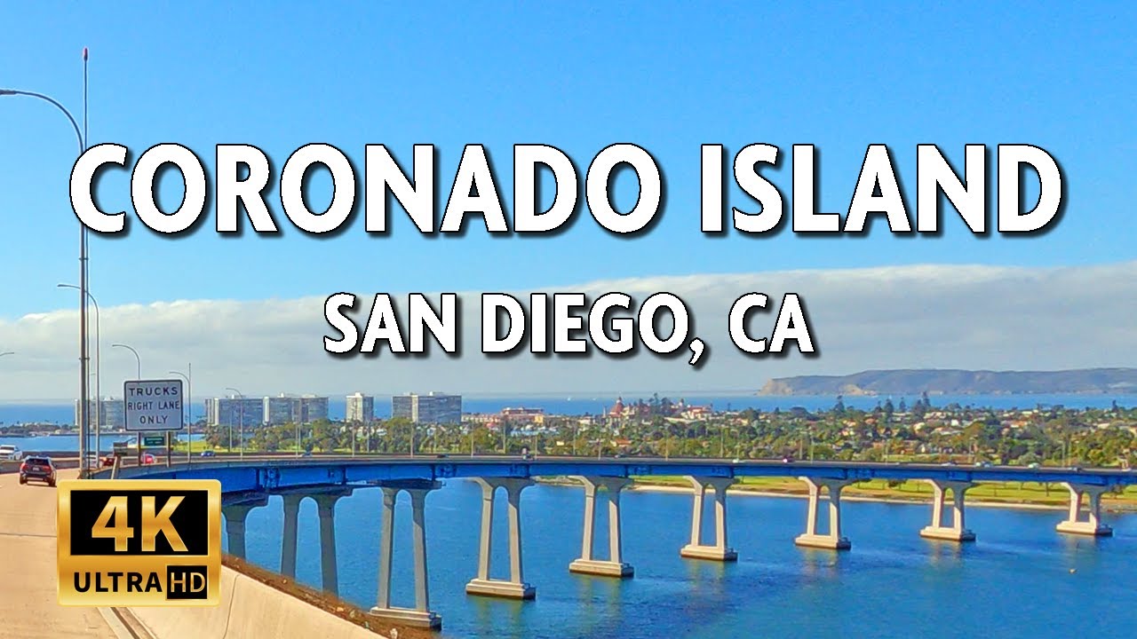 Driving Coronado Island, California, USA - Coronado Bay Bridge, Business and Residential Areas || 4k