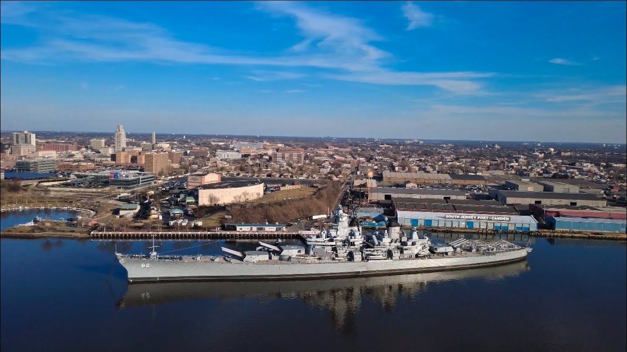 🔥 Aerial Power Meets History | USS New Jersey (BN-62) 4K Drone Fly-By | Delaware River