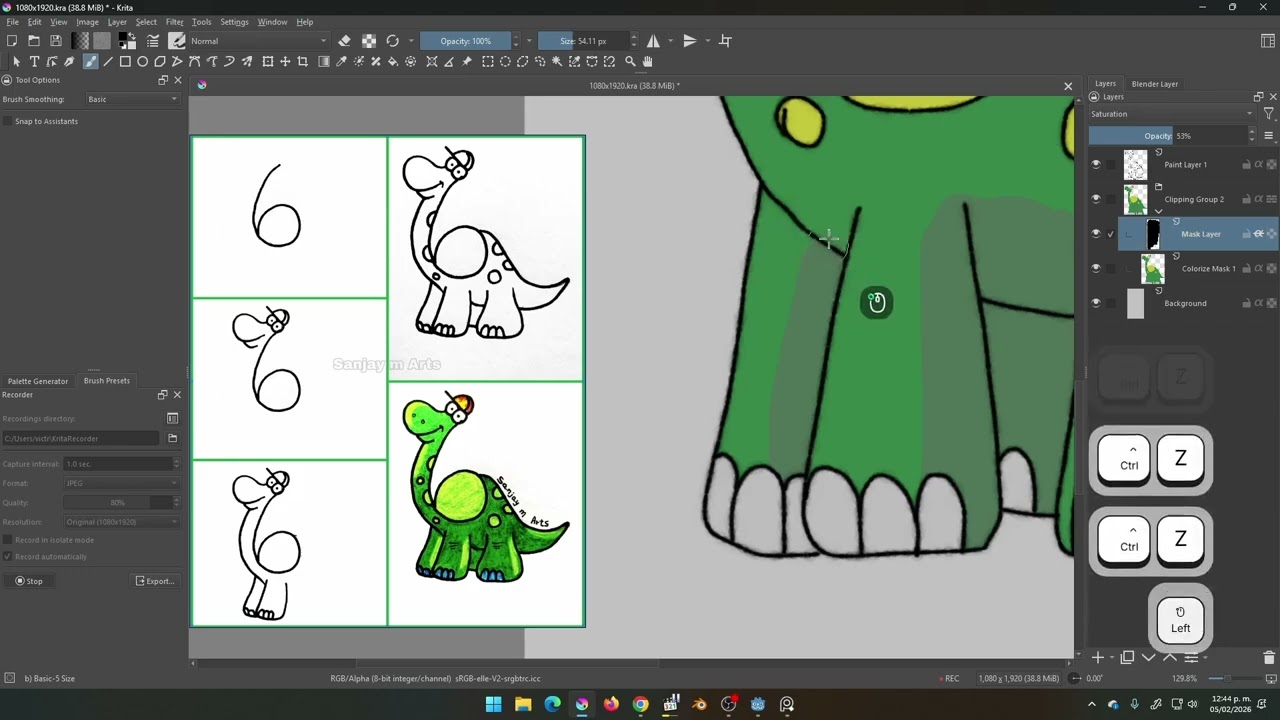 Dinosaurio verde proceso completo