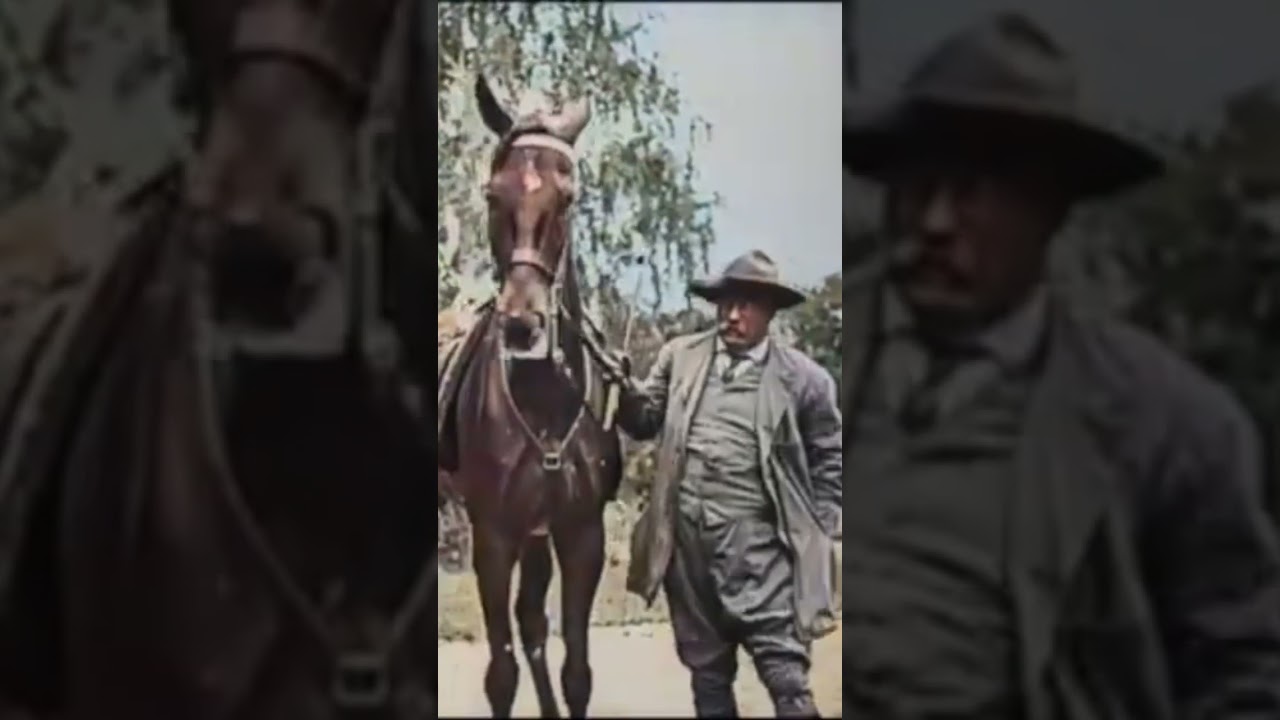 First film footage taken of Teddy Roosevelt  at Sagamore Hill, summer of 1912  TR on his horse Sidar