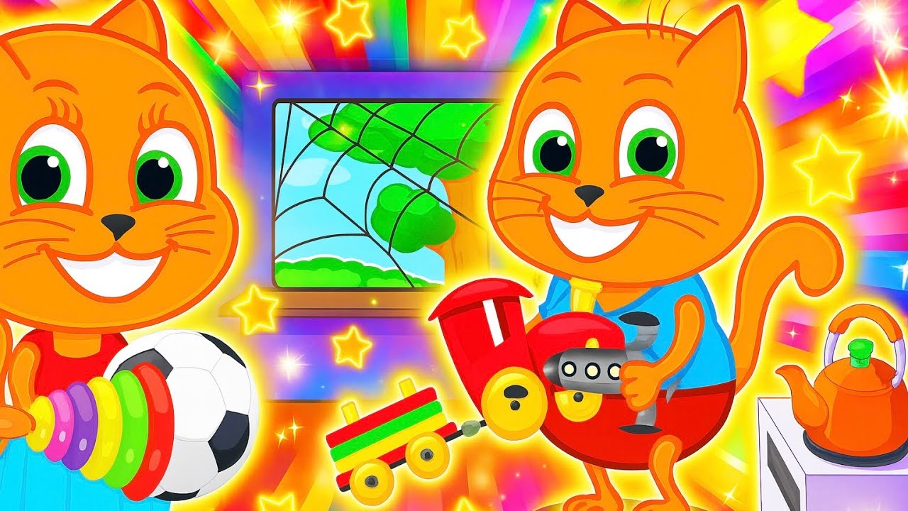 Cats Family in English - TEA PARTY IN THE GARDEN 🌷🫖👒 Cartoon for Kids 4K