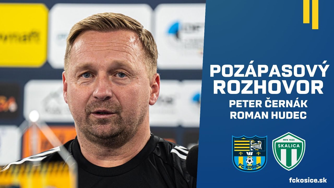 Tlačová konferencia v podaní trénerov, Petra Černáka a Romana Hudeca po zápase FC Košice - Skalica 