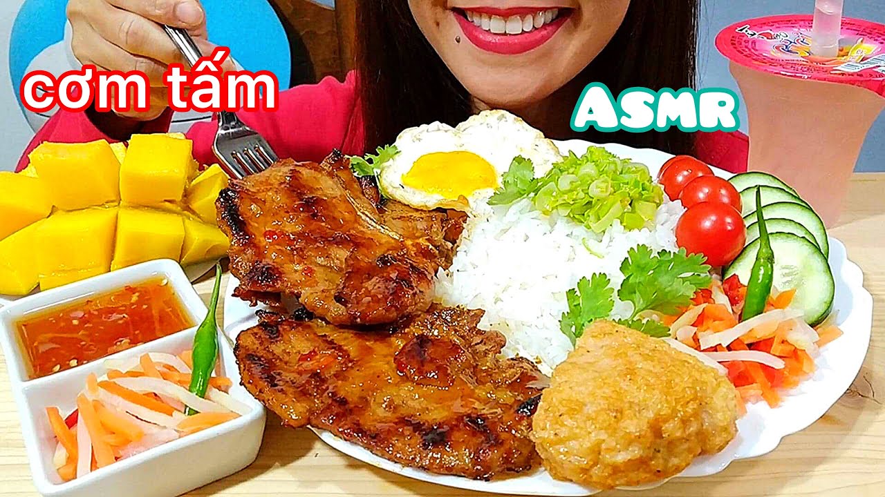 ASMR Vietnamese Grilled Pork Chop With Rice (cơm tấm) Eating Sounds