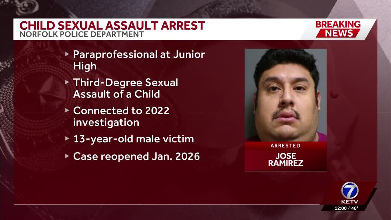 Nebraska paraprofessional arrested for sexually assaulting a child