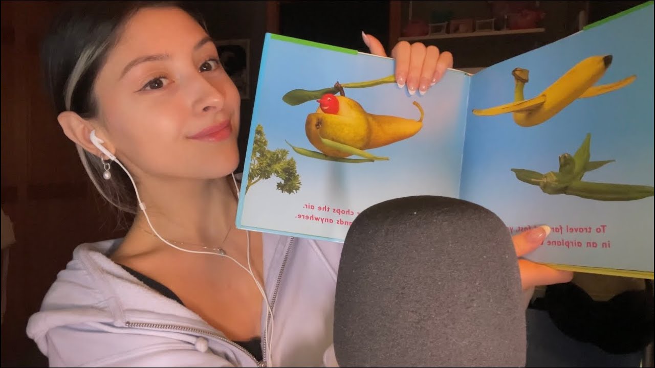 ASMR BEDTIME STORY FOR YOU 🛌🌙☁️ ear to ear whisper reading, tapping & tracing “fast food”🍈💤