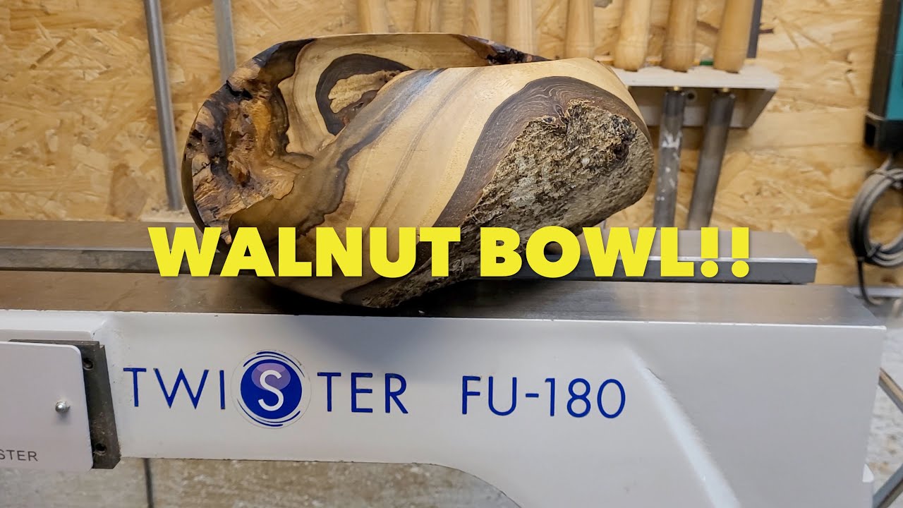 Walnut bowl turning lathe Drechselmeister - Twister FU 180 - Walnuss Schale drechseln