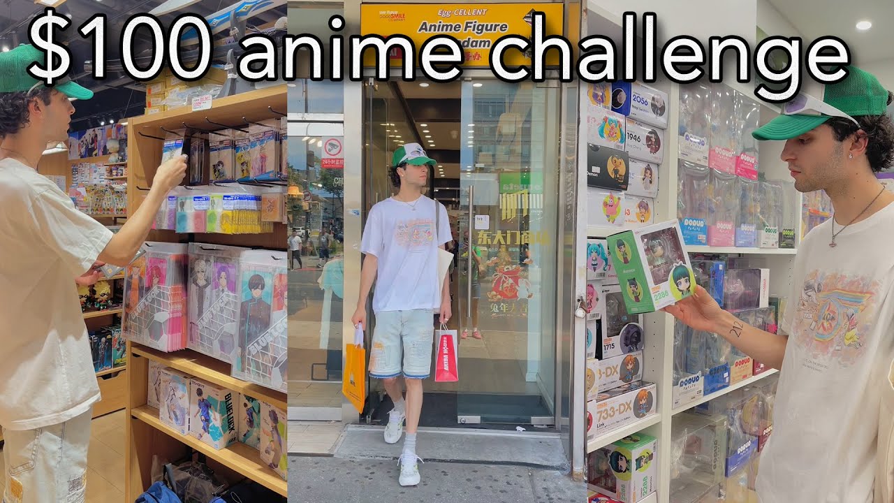 vlog: $100 anime store challenge, anime figures, blindboxes
