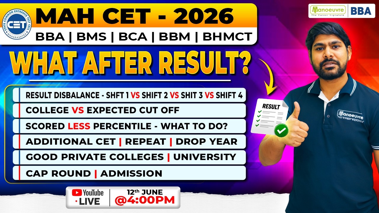🎯 MAH CET 2026 Result Out! What Next? BBA, BMS, BCA, BBM & BHMCT Cut Off vs College Analysis