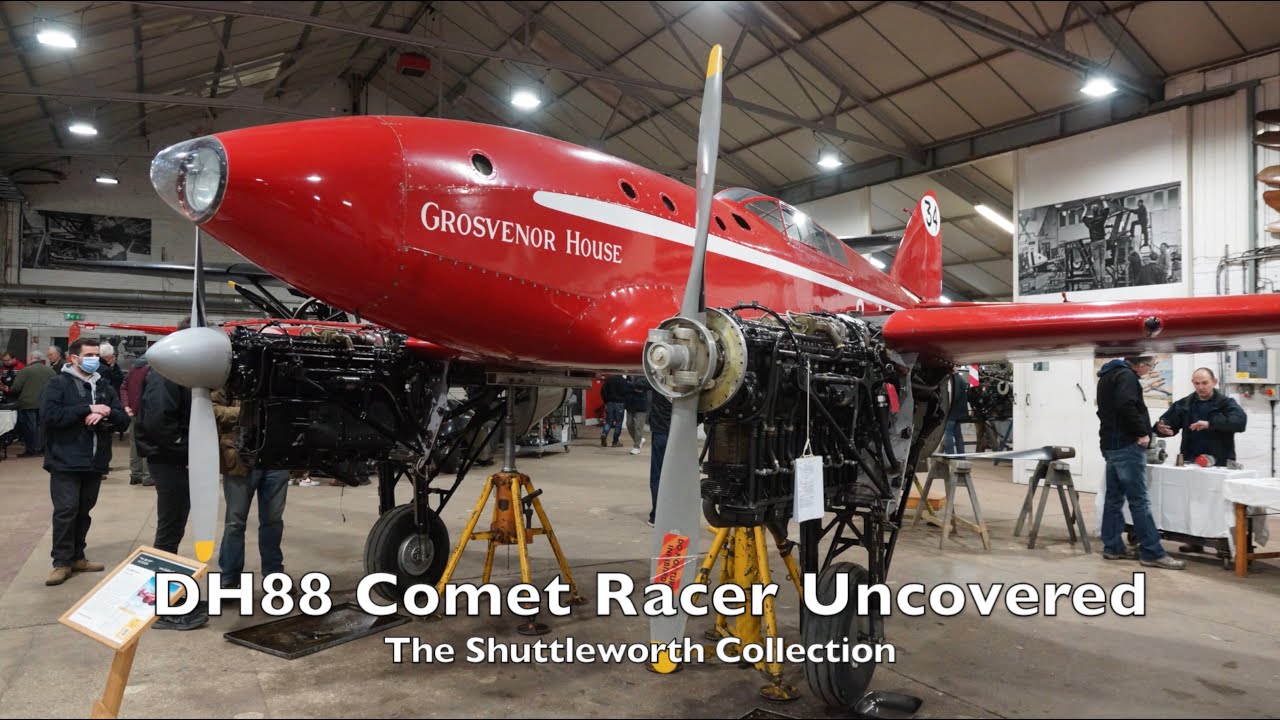 DH88 Comet Racer uncovered - Shuttleworth Engineering Open Day 2022