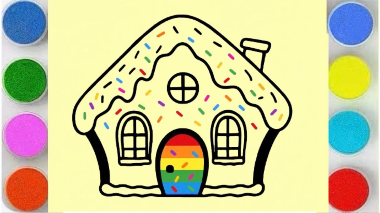 Sand Painting Coloring Cute Candy House | Easy Sand Art for Kids