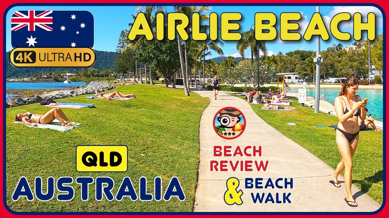 Airlie Beach Lagoon 🇦🇺🦘(Popular spot in Whitsundays!) 4k Walking Tour / Beach Walk & Review