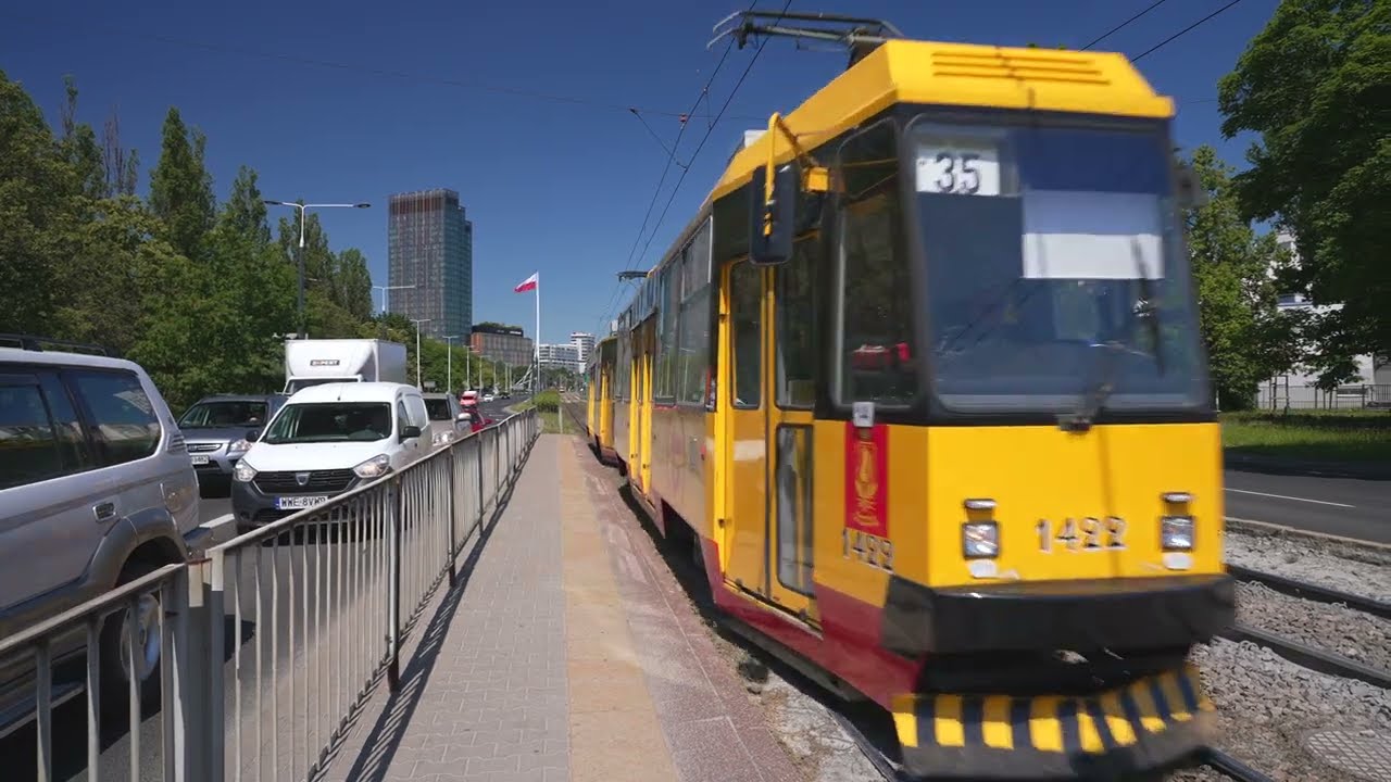 Poland, Warswaw, tram 35 ride from Stawki to Metro Politechnika
