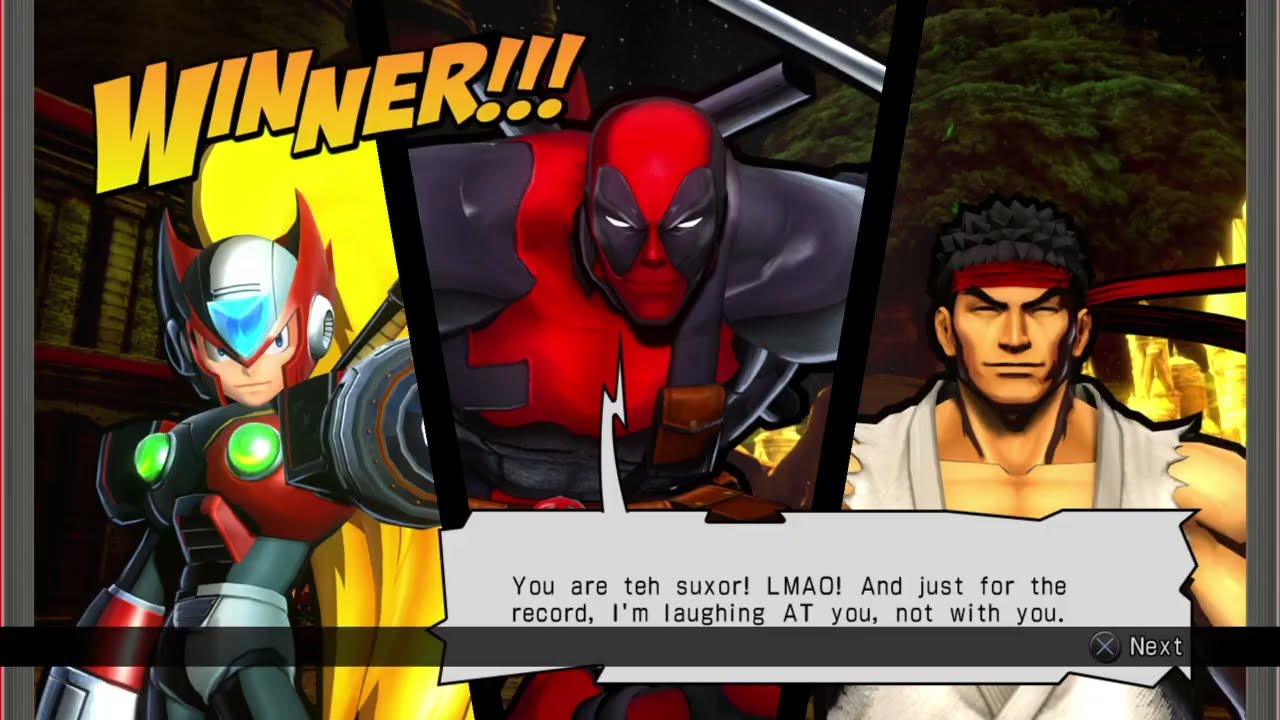 Requested ULTIMATE MARVEL VS. CAPCOM 3 Ryu/Deadpool/Zero Arcade Gameplay